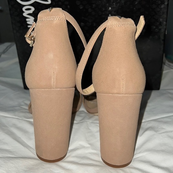 Sam Edelman Yaro Oatmeal suede ankle strap sandals block heels Sz 10 1/2 M new - Picture 11 of 14